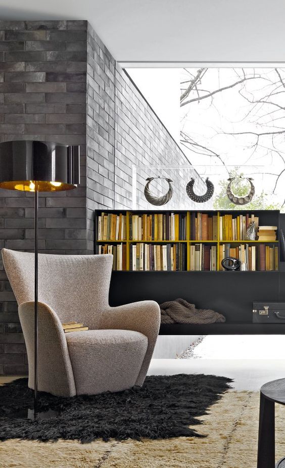 Living Room | Lounge Chair by Fireplace | Molteni | Mandrague Chair