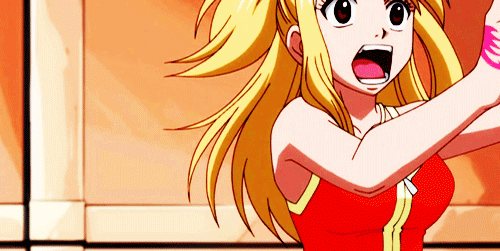Lucy & Natsu (gif) | I love how you see the immediate reaction from Natsu when Lucy grabs him to keep him from hurting himself further.