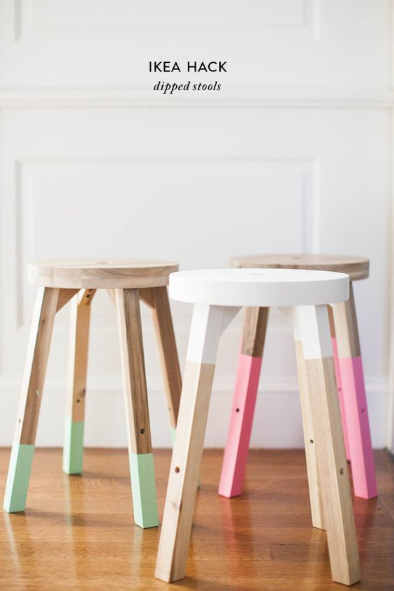Make these trendy dipped stools using an Ikea stool and paint for a home decor item on a serious budget and perfect for a Spring refresh.