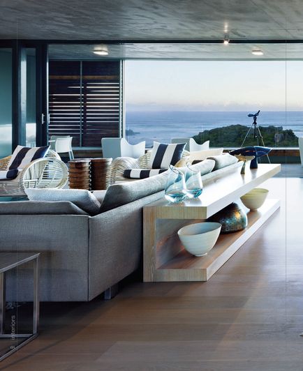 Modern beach house. - I don't know which is better, the design of the living room, or the view.