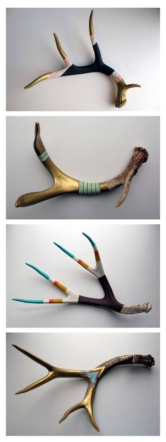 Modern / Rustic Wall Art | Painted Antlers Love the bright colors