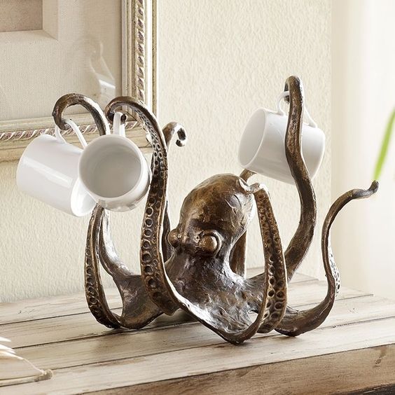 Nautical Octopus Small Tea Mug Cup Jewelry Holder Figurine,''H. #Handmade