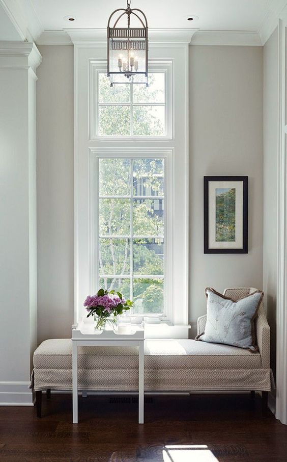 Nine Fabulous Benjamin Moore Warm Gray Paint Colors - laurel home | interior design by James Thomas | fabulous architectural detailing | mouldings | warm gray paint color