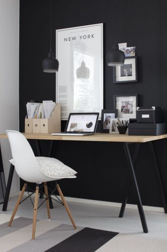 office, scandinavian home couleur, décoration, maison, noir