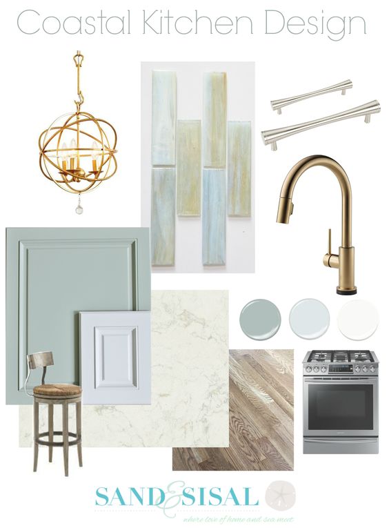 Our classy and chic Coastal Kitchen Design Board is ready to be revealed! See the kitchen renovation progress and all the design features we have planned.
