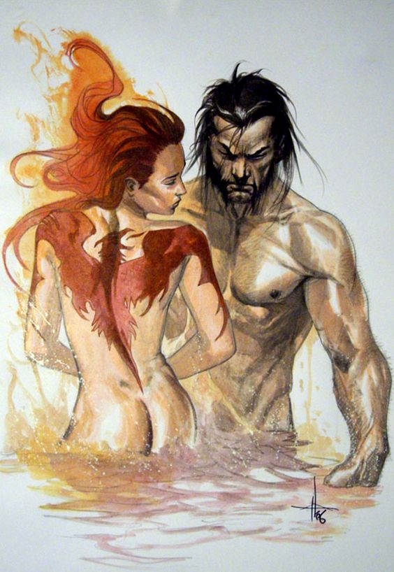 Phoenix and Wolverine by Gabriele Dell'Otto///one of my favourites