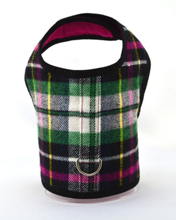 Pink and Green Plaid Flannel Dog Cat Vest Harness