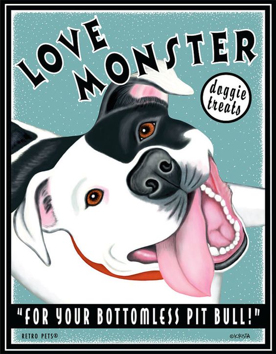 Pit Bull Terrier Art  Love Monster Doggie