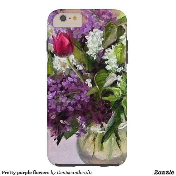 Pretty purple flowers tough iPhone 6 plus case