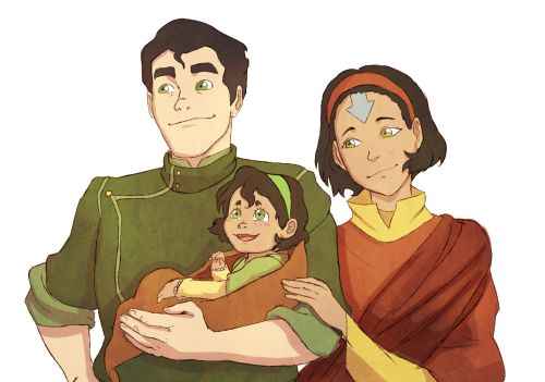 Proud papa Bolin - Headcanon: their first kid is an earthbending girl. AND THIS IS THE FIRST TIME I’VE SEEN OPAL DRAWN WITH ARROWS AND THIS FAMILY IS BEAUTIFUL THANK YOU.