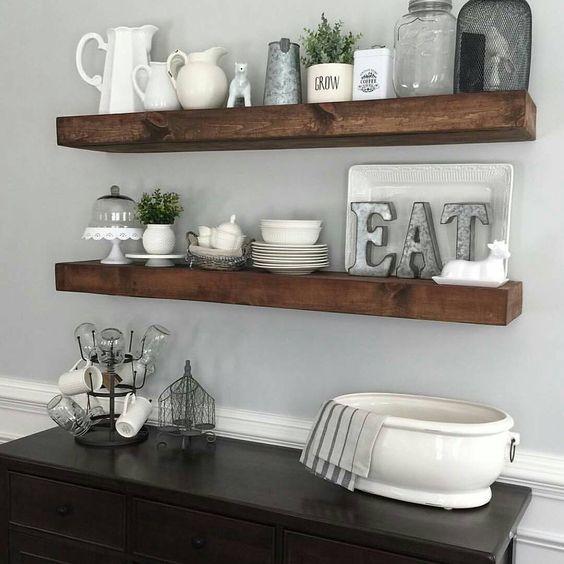 shanty2chic dining room floating shelves by @