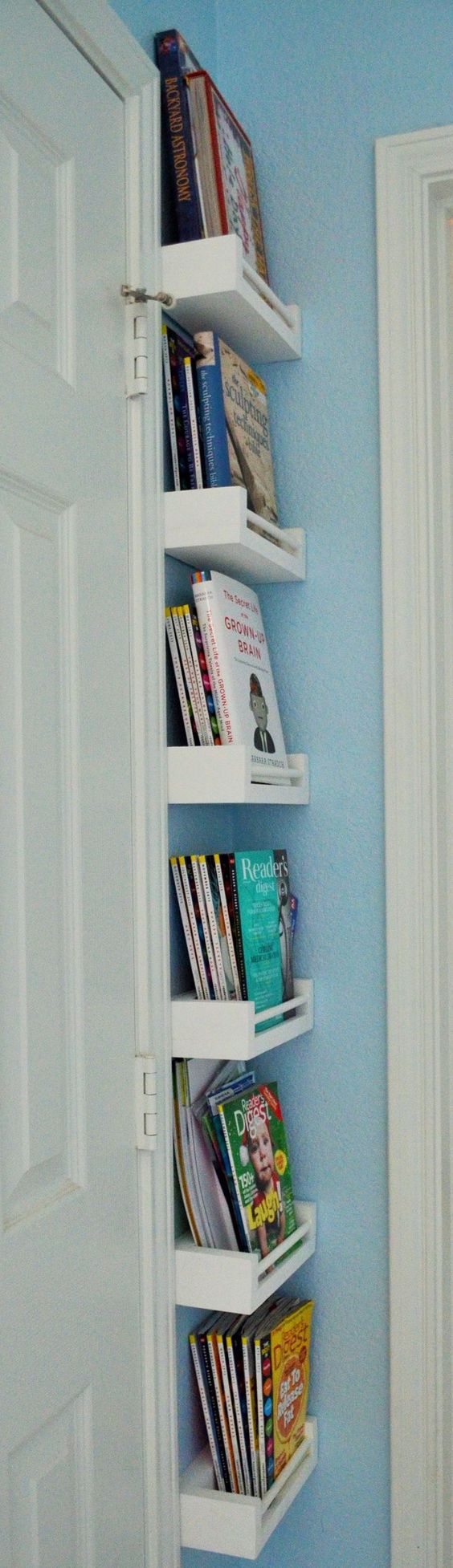 Small Corner Bookshelves. Work great for behind door in kids room