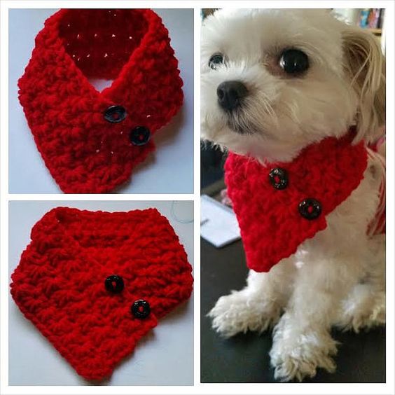 Small Dog Crocheted scarf Red Colors fits most S or M dogs