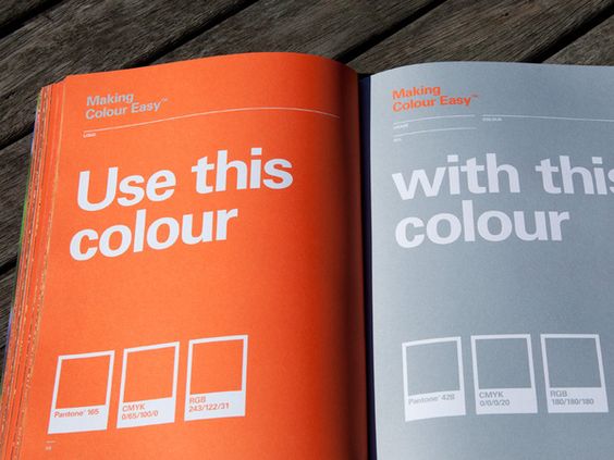 STIHL - Making It Easy Brand Guidelines by Steven Arnold, via Behance. Love the swatch conversions!