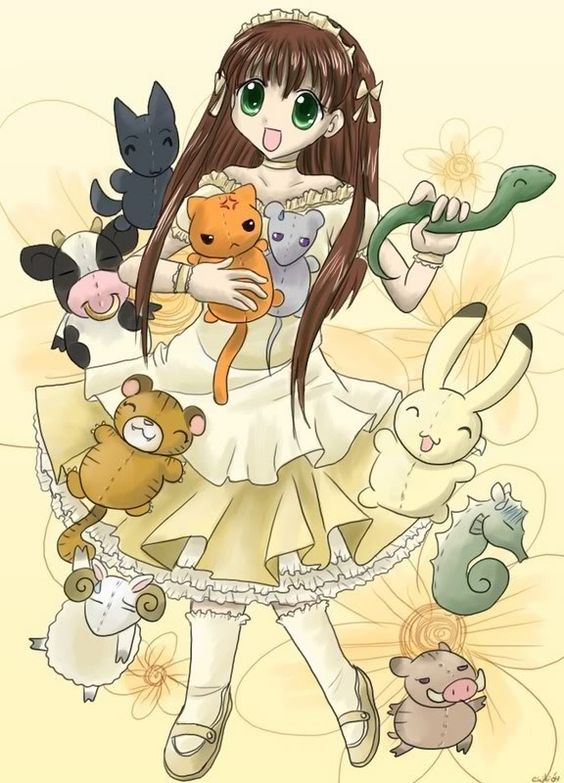 Such a beautiful picture. Tohru with the zodiacs.   #anime #fruitsbasket #tohru