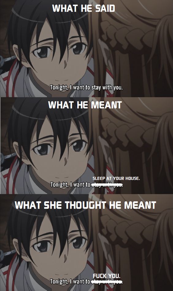 sword art online funny | User Posted Image]. LOL (come on Kirito! tell the truth)