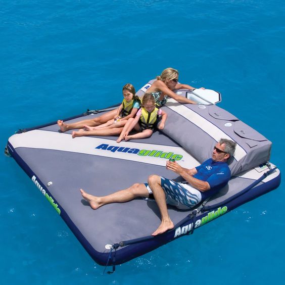 The Floating Private Island - Hammacher Schlemmer it's about time someone came up with a blow up bed for the water.