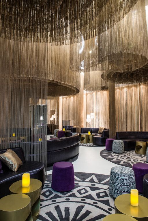 This inspiringly colourful hotel lounge makes smart use of seating. (W Hotel Bogota, Colombia)