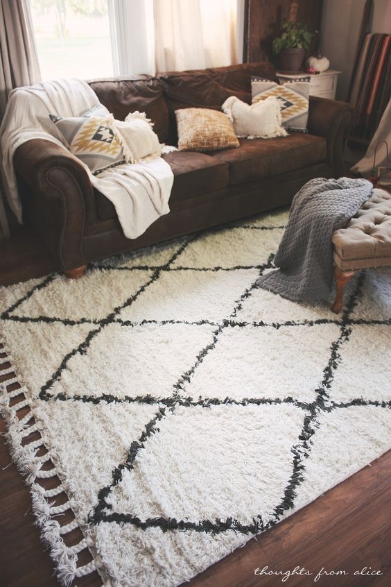 Thoughts from Alice: Boho Chic Living Room Makeover: Finding the Perfect Rug. Rugs USA Marrakesh Shag Rug. Rugs USA, area rug, rug, pattern, plaid, bedroom, living room, shaggy, home decor, interior design