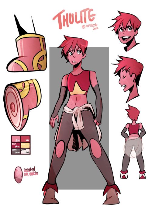 Thulite,she is part of the Crystal Gems,she lives in and island,the new base and home of the Crystal gems