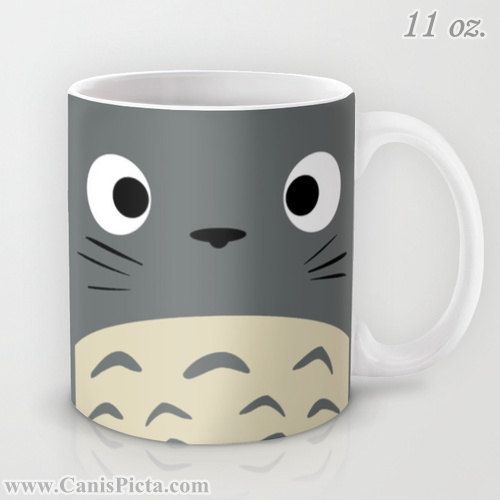 Totoro Kawaii My Neighbor 11 / 15 oz Mug Dishwasher Microwave Safe Cup Tea Coffee Drink Anime Grey Manga Troll Hayao Miyazaki Studio Ghibli