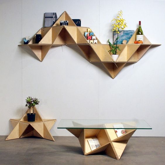  (Triangular shelf) is a modular system that can be built into multiple shapes with various functions. / by j1studio