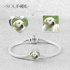 Upload Your Precious Photo Into The Charms, Soufeel Crystal Heart Charm 925 Sterling Silver Memorable Charm Fit All Brands Bracelets