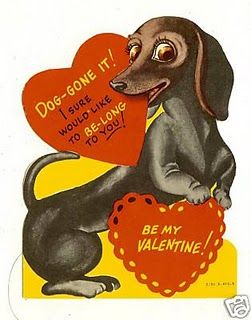 Vintage Dachshund Valentine Card