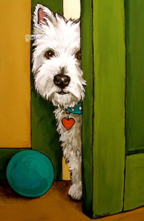 West Highland Terrier Westie Matted Print Painting 