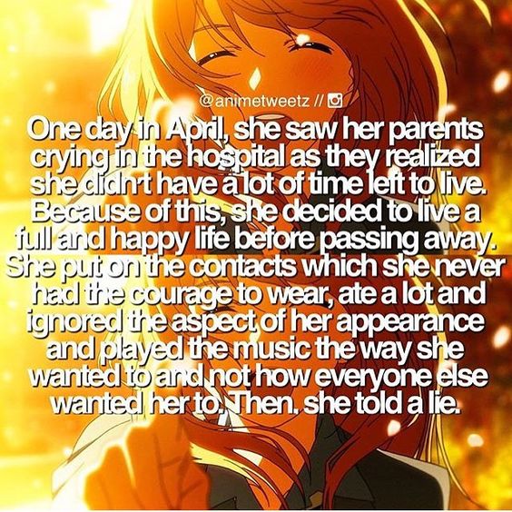 woah I finally get why the anime is called Your Lie in April CRedit @animetweetz