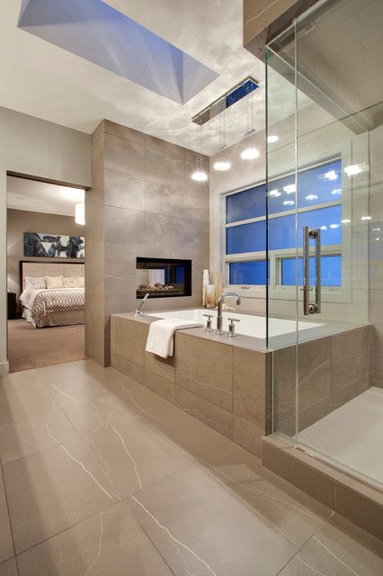 19 Astonishing & Cozy Bathrooms Design Ideas With Fireplace