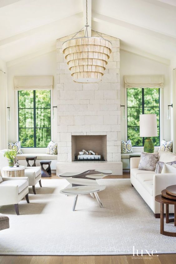 Contemporary Cream Living Room with Sculptural Coffee Table