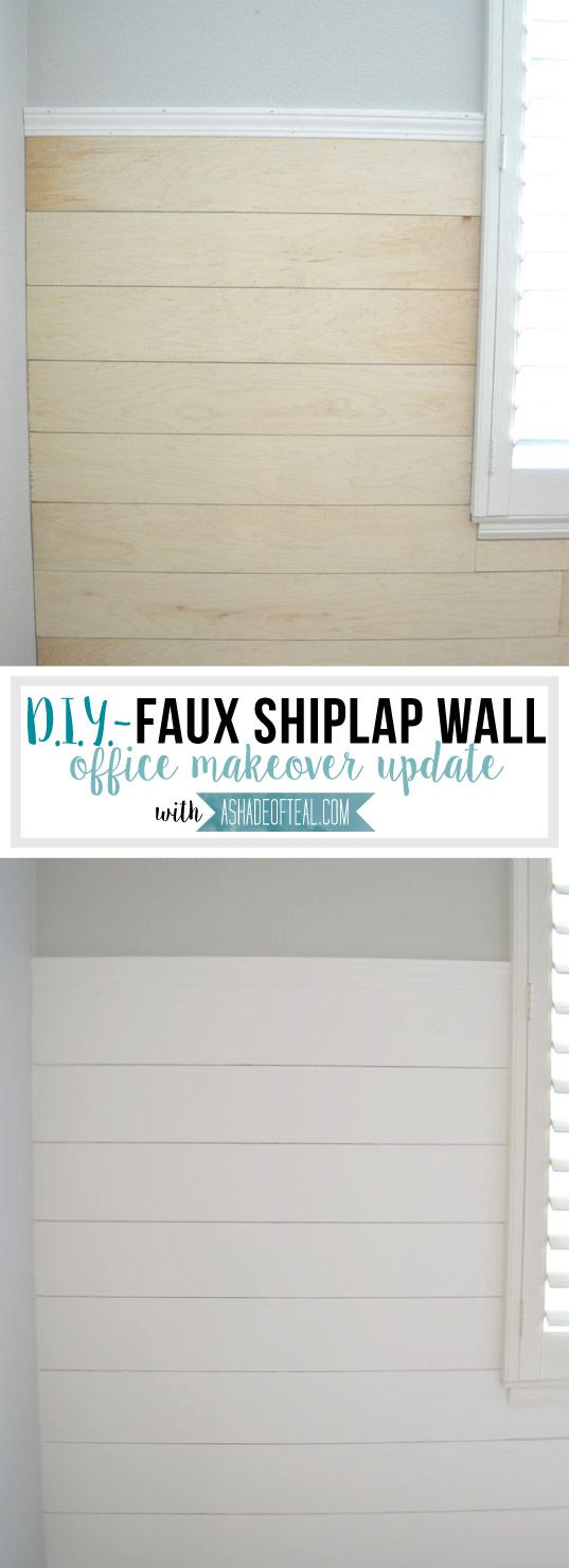 DIY- Faux Shiplap Wall | A Shade Of Teal. Shiplap to go up a little over half the wall. I ended up buying 2 large under-layment panels at Lowe’s and had them rip them into 6″ wide strips.