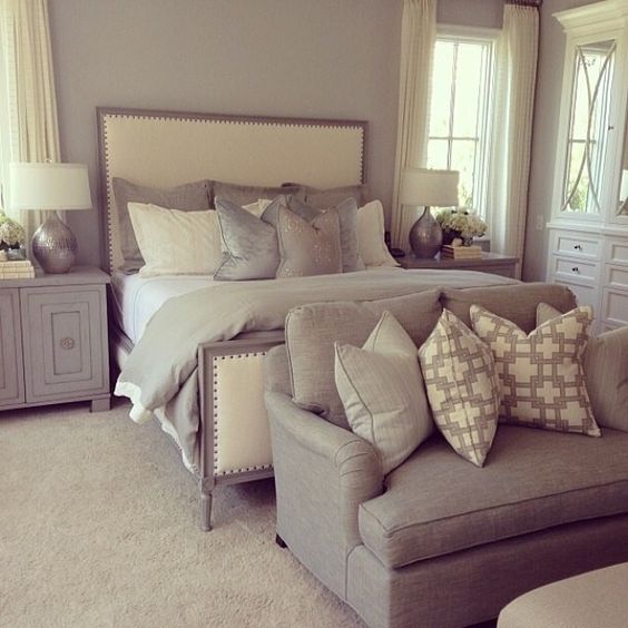grey and cream bedroom