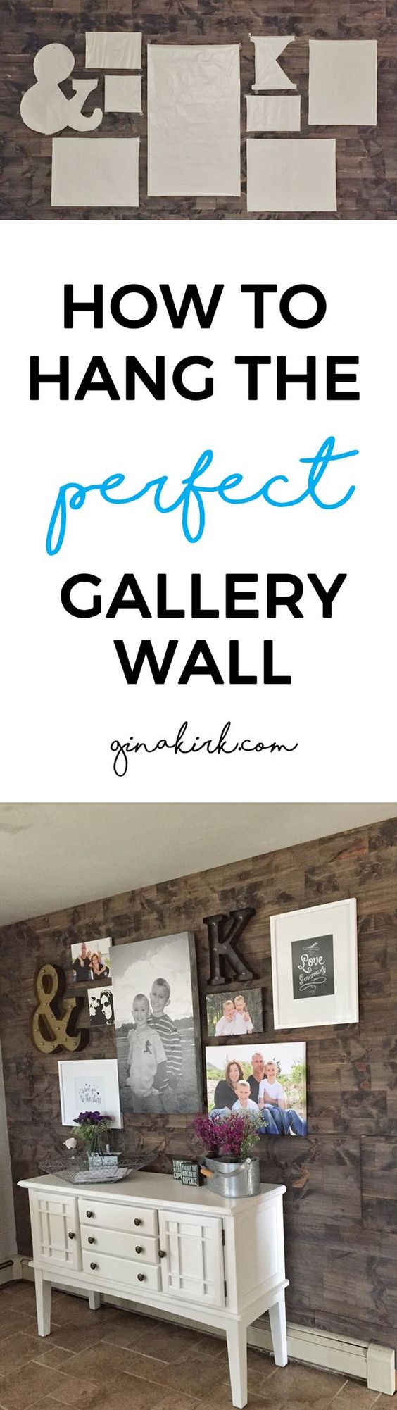 How to hang the perfect gallery wall - home decor, DIY gallery wall - my secret! Fixer upper inspired kitchen gallery wall!