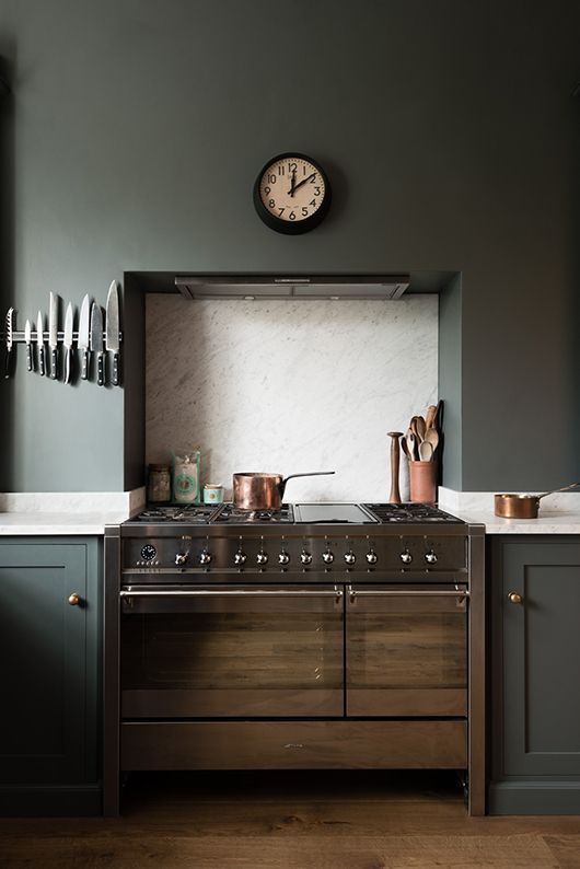 London kitchen with walls painted flint