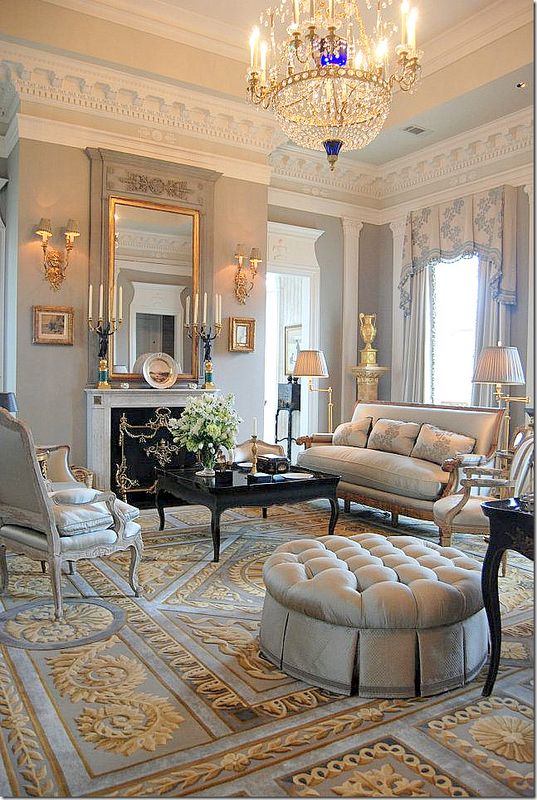 Lovely traditional design & a soft color scheme. Many attractive elements including the crown molding, beautiful draperies, & elegant furnishings. Siller/ Hokanson