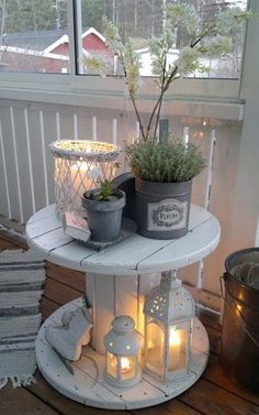 Paint an old stool or cable reel | 26 Tiny Furniture Ideas for Your Small Balcony