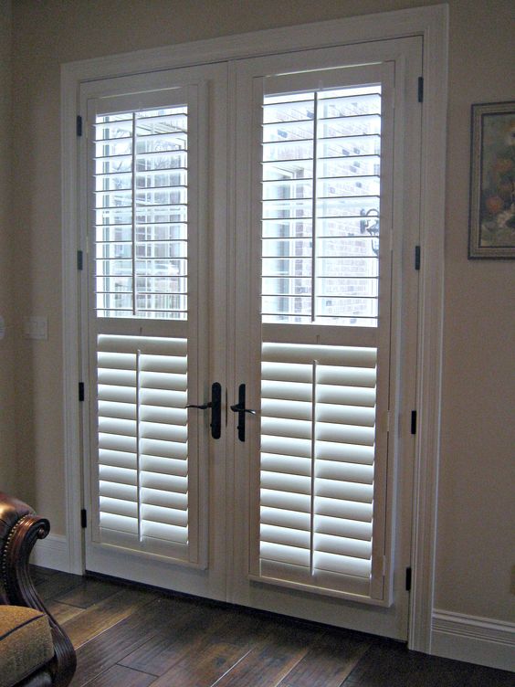 Richmond Heights, MO 63117 plantation shutters on french doors