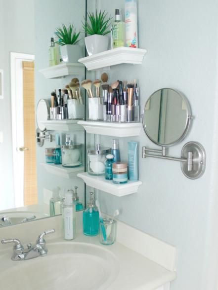 Stacked Small Bathroom Shelves