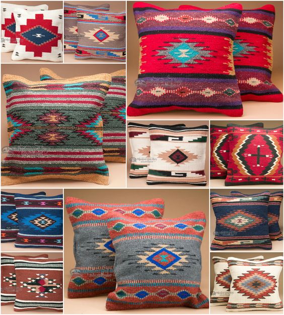There is no easier way to incorporate southwest style into your home decor than by adding a few beautiful accent pieces like southwestern pillows. Our southwest style pillow covers feature an outstanding old style Zapotec Indian design for classic southwestern or western decor. The many colors and design options allow you to create just the right look. Find great southwestern pillows and other rustic decor at 
