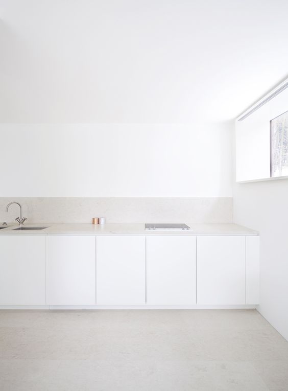 white minimal kitchen HOUSE O, Interior Design 2009, Kronberg, Germany