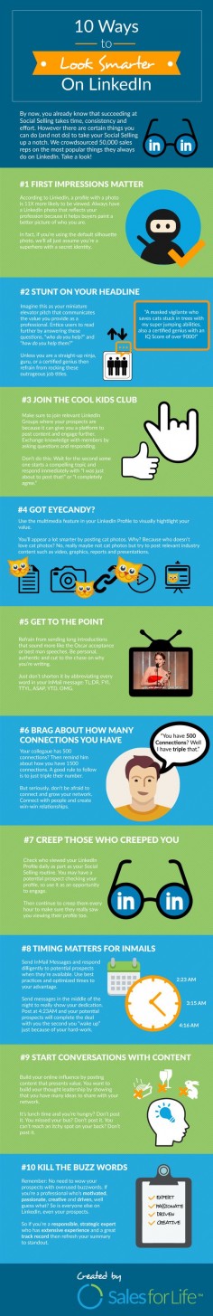 10 Ways To Look Smarter On LinkedIn #Infographic #LinkedIn