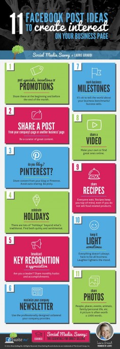 11 Facebook Post Ideas To Create Interest On Your Business Page - #infographic