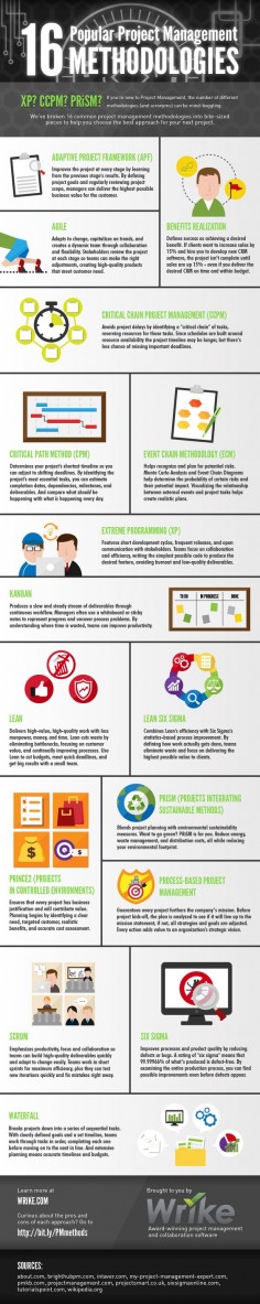 16 Popular Project Management Methodologies #infographic #ProjectMenagement #Management