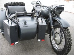 1944 M-72 Soviet wartime military motorcycle with side car