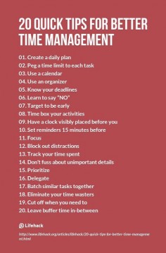 20 Quick Tips For Better Time Management ( although this did not have a "schedule time for Pinterst" option.)