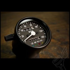 " Black Mini Speedometer w/ Black Face - (LED Indicator Lights)