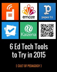6 Ed Tech Tools to Try in 2015: A thoughtful selection of new-ish tools you can use to improve classroom discussions, enhance formative assessment, teach higher-level thinking skills, and improve the feedback you give your students. Each tool is clearly explained and includes a demo video to show you how it works.