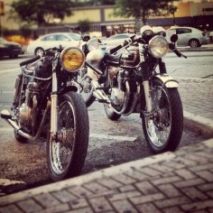 A couple of Honda Cafe Racers. Someday I'll have a girlfriend that will ride alongside me